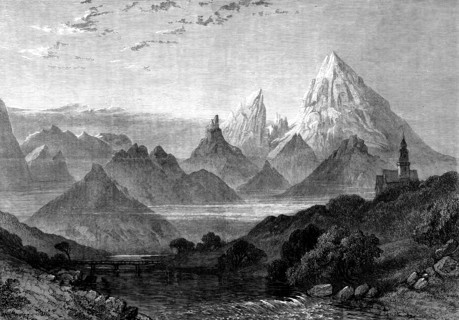 Sunrise on the Watzmann, Berchtesgaden, Bavarian Alps, by Collingwood Smith..., 1873. Creator: J Greenaway.