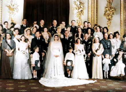 Queen Elizabeth II (b1926), Prince Philip (b1921) and other members of the Royal Family, 1947.