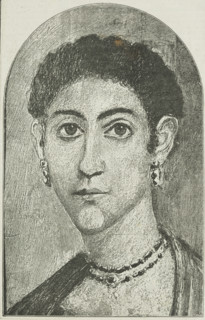 An Egyptian portrait on display at the Egyptian Hall, Piccadilly, 1888. Depiction of funerary