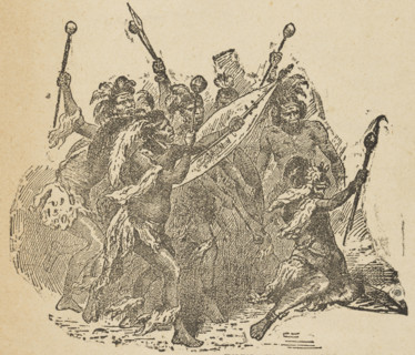 Farini's Friendly Zulus, 1880. Illustration from an advertisement for an attraction at St James'