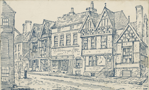 Temperance Hall, exterior, 1885. Illustration from a programme for the National Bazaar in aid of
