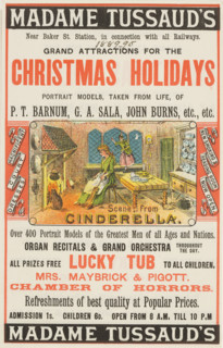 Madame Tussauds Christmas Holidays advertisement, 1889. The show featured over four hundred