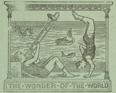 The Wonder of the World, 1891. Playing the trombone underwater. Illustration from a flier