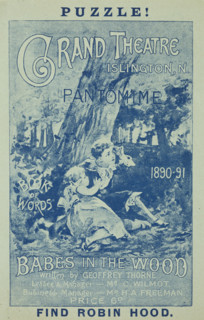 Grand Theatre Pantomime, Babes in the Wood, 1890. 'Puzzle - Book of Words - 1890-91 - Babes in the