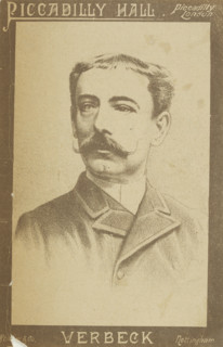 Verbeck at Piccadilly Hall, 1886. Portrait of Monsieur Verbeck who performed séances 'of