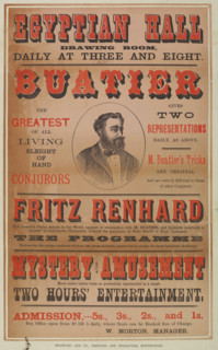 Buatier and Fritz Renhard at the Egyptian Hall, 1875. 'The Greatest of All Living Sleight of Hand