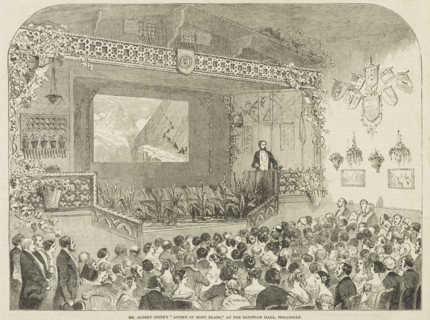 Mr Albert Smith's "Ascent of Mont Blanc", at the Egyptian Hall, Piccadilly, 1852. British author,