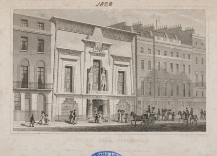 Egyptian Hall, Piccadilly, 1828. The Egyptian Hall in London was designed by Frederick Robinson and