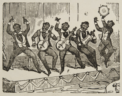 Lantum Ethiopian Serenaders, c1840s. Illustration of a minstrel show group advertising their