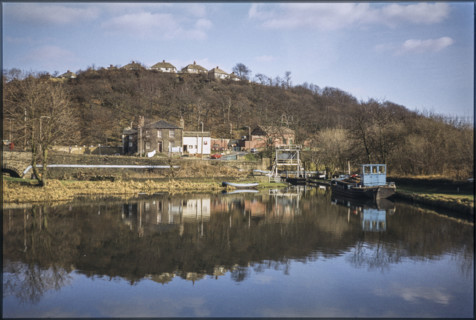 The view looking east across Salterhebble Low Basin on the Calder and Hebble Navigation,