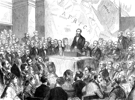 Sir Samuel Baker at the meeting of the Royal Geographical Society, 1873. 'The lecture which Sir