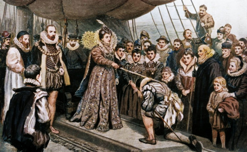 'Queen Elizabeth Knighting Sir Francis Drake', (1902). Elizabeth I awarded Drake a knighthood in