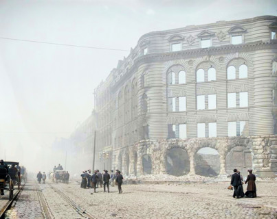 Looking up Market St. from near ferry, San Francisco, Cal., c1906. (Colorised black and white