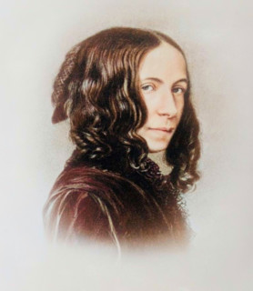 Elizabeth Barrett Browning, 1912. (Colorised black and white print).