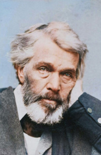 Portrait of Thomas Carlyle, about 1860-1881.   Additional Info: Bust portrait of an older man with