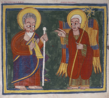 Saint and angel, 1744. From the "Octateuch", Scenes from the life of Christ and the Apostles. The