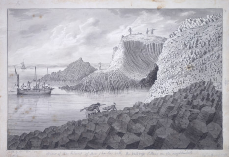 'View of the island of Bou Shala with the bending pillars in its neighbourhood', 1772. A party of