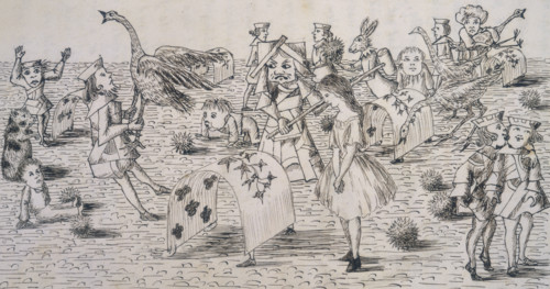 Alice and the Red Queen playing croquet, c1863. From "Alice's Adventures Under Ground", written and