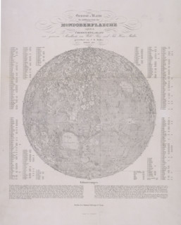 Map of the Moon with tables, 1837.