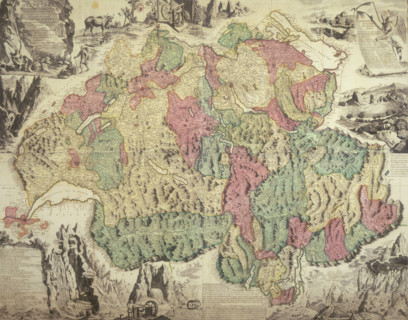 Map of Switzerland, 1740. 'Helvetiae Antiquae Geographicus Index'. Showing the country divided into
