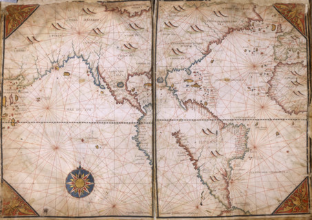 World Map, 1562. The map suggests that North America and Asia are connected to form one large