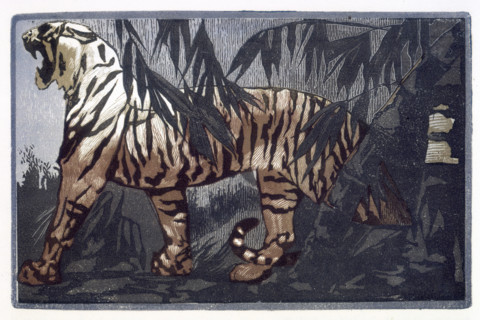 Tiger; scene from "The Jungle Book", 1919. From a French translation of "The Jungle Book" by