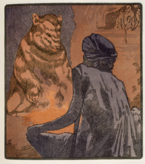 The Miracle of Purun Bhagat; scene from "The Jungle Book", 1919. From a French translation of "The