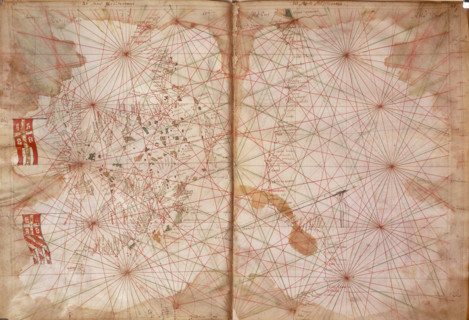 Map of Eastern Europe and the Byzantine Empire, Catalan Portolan chart, c1321. From "Liber