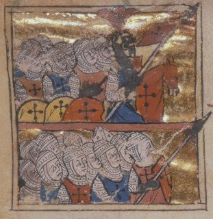 Peter the Hermit leading the Crusades, 1311. Peter was a preacher during the  First Crusade. From