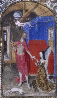 Margaret of York and the Resurrected Christ, c1468. Miniature of the Risen Christ appearing to the