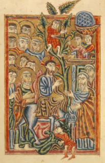 The entry of Christ into Jerusalem, 1541. Palm branches are strewn in the path of Christ's humble