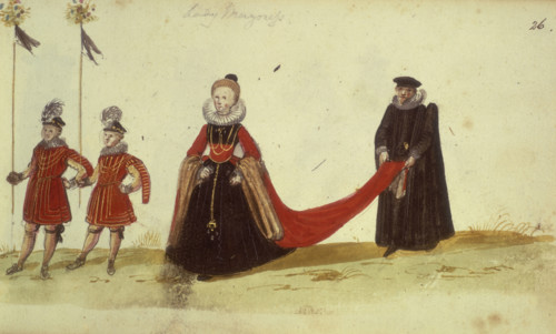 Mayoress and attendants, c1621. From the Album of George Holzsehuher of Nuremburg.