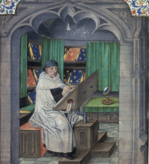 Vincent de Beauvais writing in his study, late 15th century. Dominican priest Vincent de Beauvais