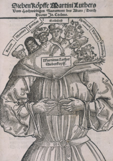 A seven-headed Martin Luther, 1698. Luther was the German leader of the Protestant Reformation.