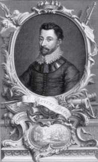 Sir Francis Drake, c1743-c1751. Portrait of Drake (1540-1596) made in the 18th century. Below the
