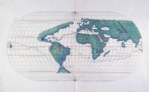 Map plotting Magellan's route, 1536. In 1519, while in the service of Spain, the Portuguese