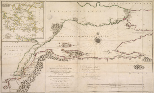 Map of the Sea of Marmara, 1770. The sea of Marmara connects the Black Sea via the Bosphorus and