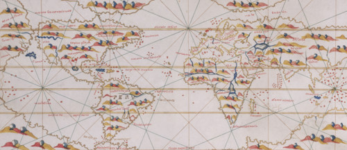 World map, 1560. Spanish map showing the 'New World' of the Americas.