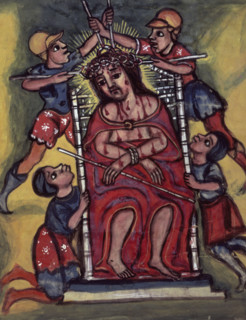 The torture of Christ, seated on a throne, wearing a crown of thorns, 1632-1667. From a volume with