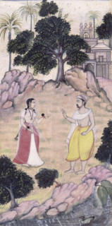 The lovers, Nala and Damayanti bidding farewell.