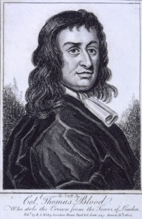 Colonel Thomas Blood, Who stole the Crown from the Tower of London, 1813. Blood (c1618-1680) was an