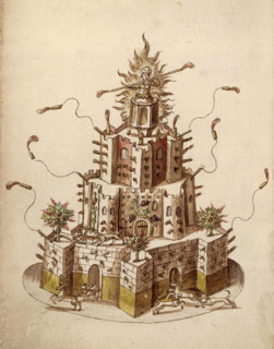 Firework display celebrating the marriage of Princess Elizabeth, c1613. This pyrotechnic