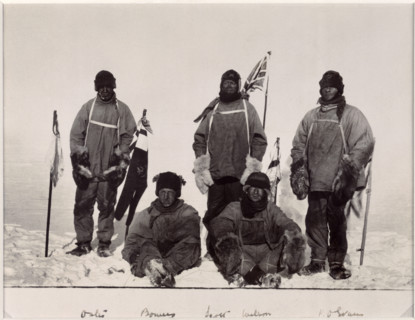 Members of Scott's expedition to the South Pole, 1912. From left to right, Captain Lawrence Oates,