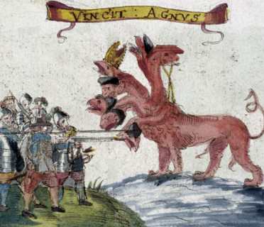 A banner of the parliamentary army, English Civil War, c1642-c1646. Drawing of a parliamentary