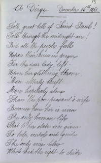 A Dirge, page from Queen Victoria's Album Consolatium, 16 December, 1861. Following the death of