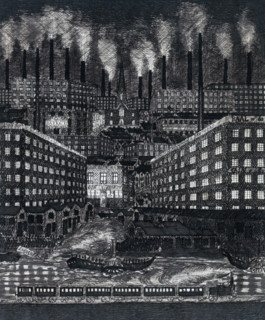 Industrial landscape drawn by Chartist leader Ernest Jones, c1848-c1850. Ernest Jones was one of