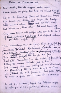 'Dulce et Decorum Est', poem by Wilfred Owen, 1918. Wilfred Owen is now universally regarded as the