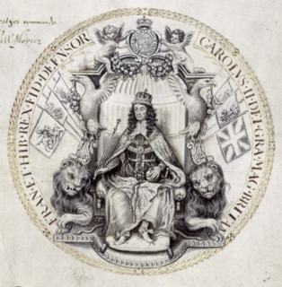 Design for a great seal for King Charles II, 1662. The famous English medallist and seal engraver