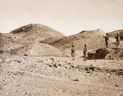 44th Hill, near Gandamak, Afghanistan, 1880. Four (probably British Indian Army) soldiers stand