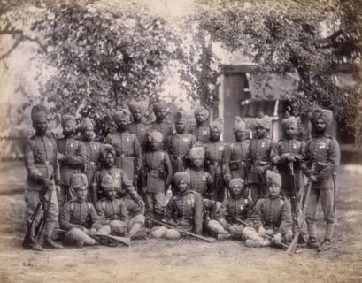 Group of infantry, Queen's Own Corps of Guides, c1880. The Corps of Guides was a regiment of the